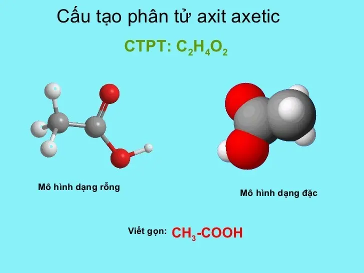 Cấu tạo phân tử của Axit Acetic CH3COOH