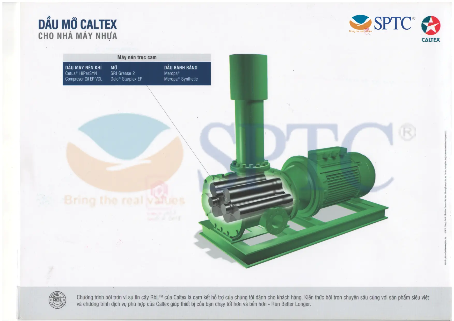Dầu mỡ bôi trơn Caltex cho Máy nén trục cam ngành nhựa